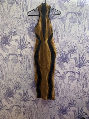 Black & Brown bodycon midi dress